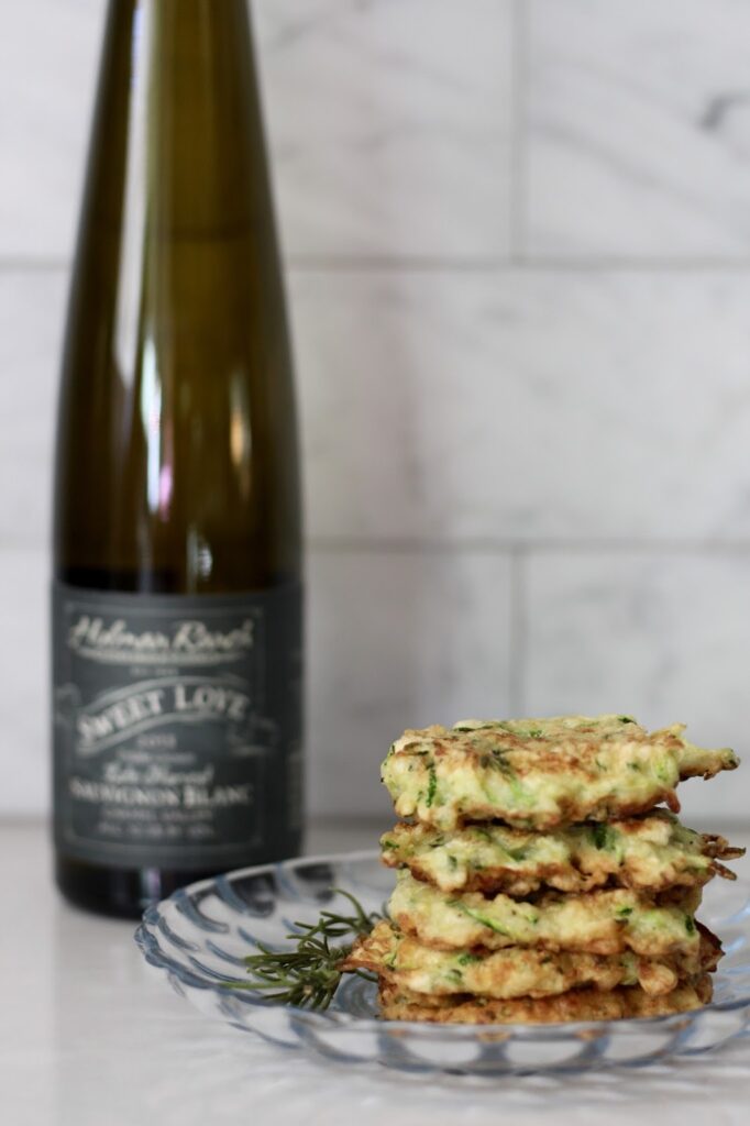 WINE + ZUCCHINI FRITTERS WINE + ZUCCHINI FRITTERS